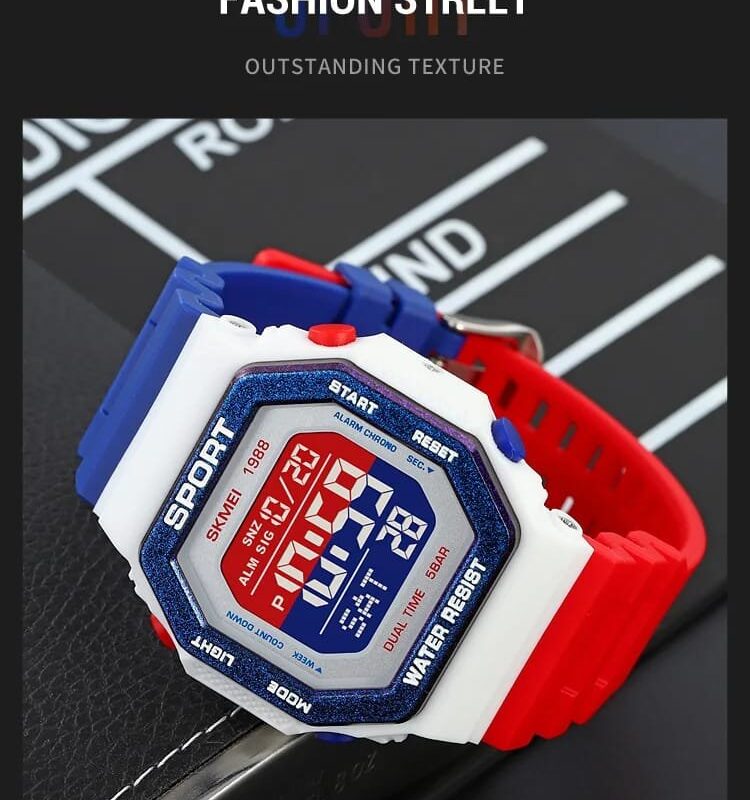 Reloj digital Tricolor