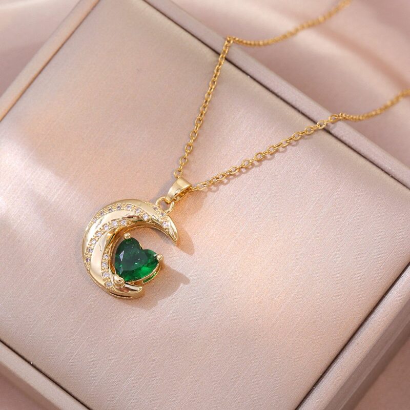 Cadena luna y corazón